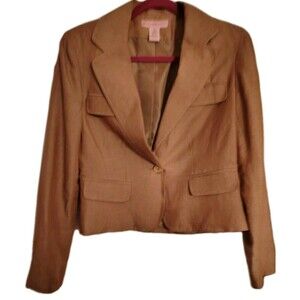 Bandolino Jacket Size 8 Linen/Rayon Light Brown 1 Button Closure
